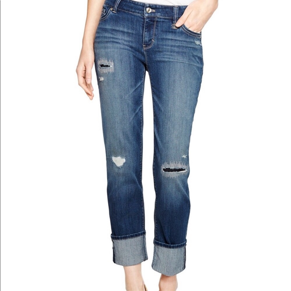 WHBM Straight Crop distressed jeans size 2 NWT